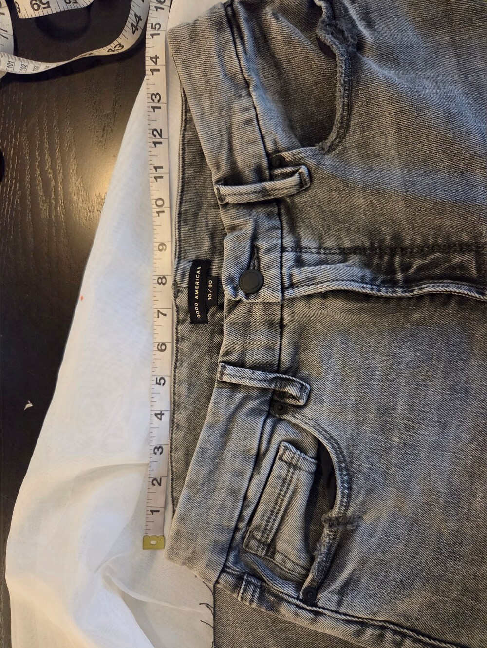 Good American Gray Acid Wash Straight Leg Jeans - Picture 4 of 15
